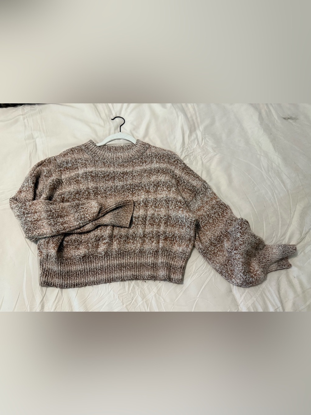 Sage Marled Brown & Cream Crewneck Sweater